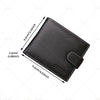 Black Bi-Fold Men's Wallet Cowhide Leather Card Slots Coin Pocket