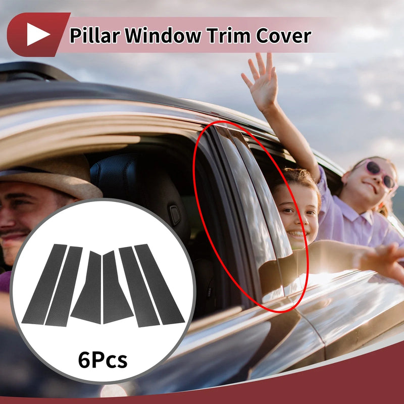 Mercedes-Benz B-Class (2020-2023) Black Carbon Fiber 6 Pcs Door Pillar Window Trim