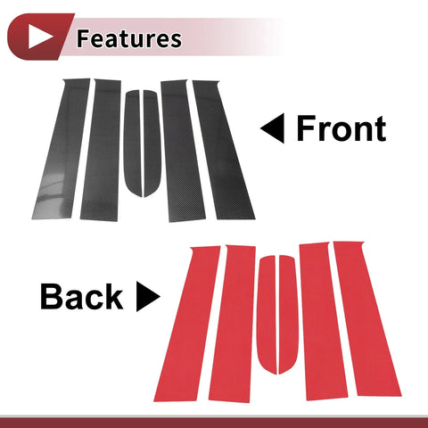 Ford Ranger (2023-2024) Black Carbon Fiber 6 Pcs Door Pillar Window Trim