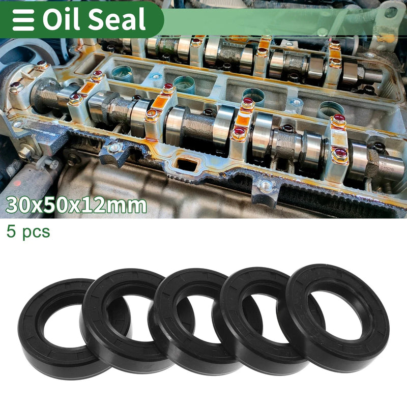Oil Seal 30x50x12mm Seal Ring Rotary Shaft NBR Rubber 5 Pcs