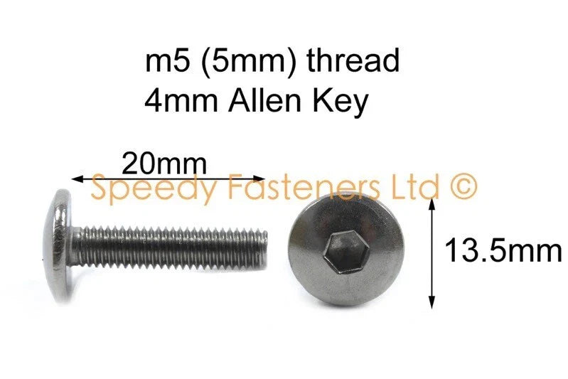Kawasaki Yamaha 10x Bulloni M5 x 20mm Acciaio Inox Pan Fungo Testa