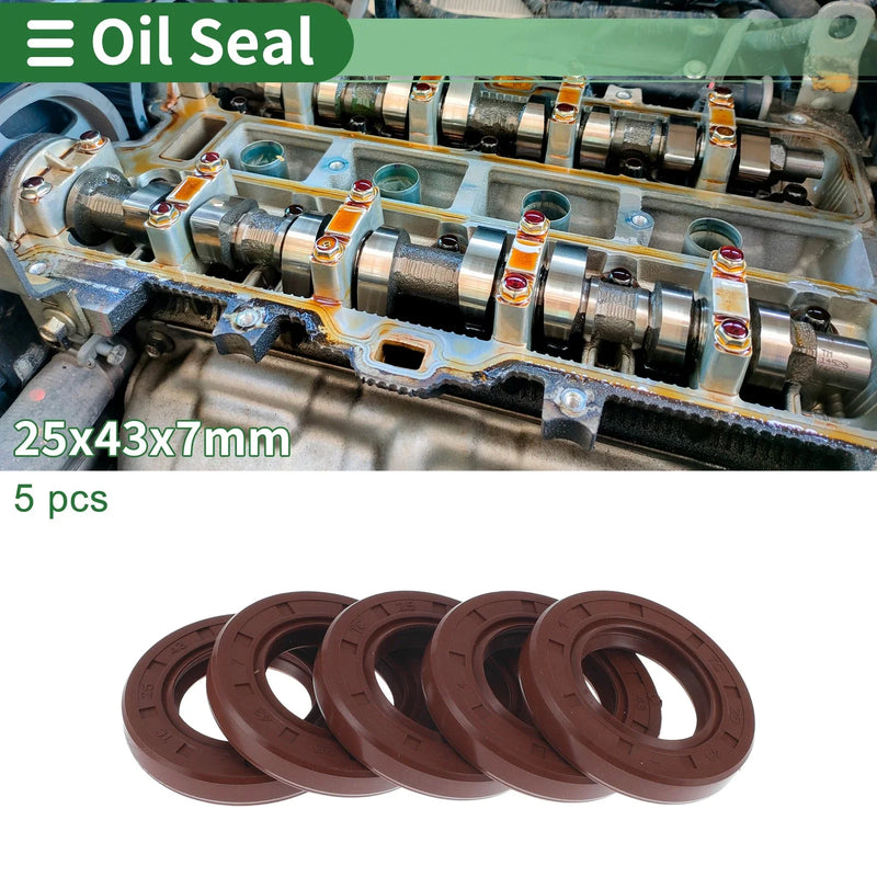 MakeModel Oil Seal 25x43x7mm 5Pcs Seal Ring Rotary Shaft Seal FKM Rubber