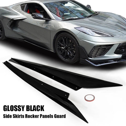 Corvette C8 Z51 Rocker Panels 2020-2023 Gloss Black Side Skirts 2 x