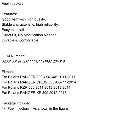 Polaris Ranger XP 800 Fuel Injectors (2006-2014)
