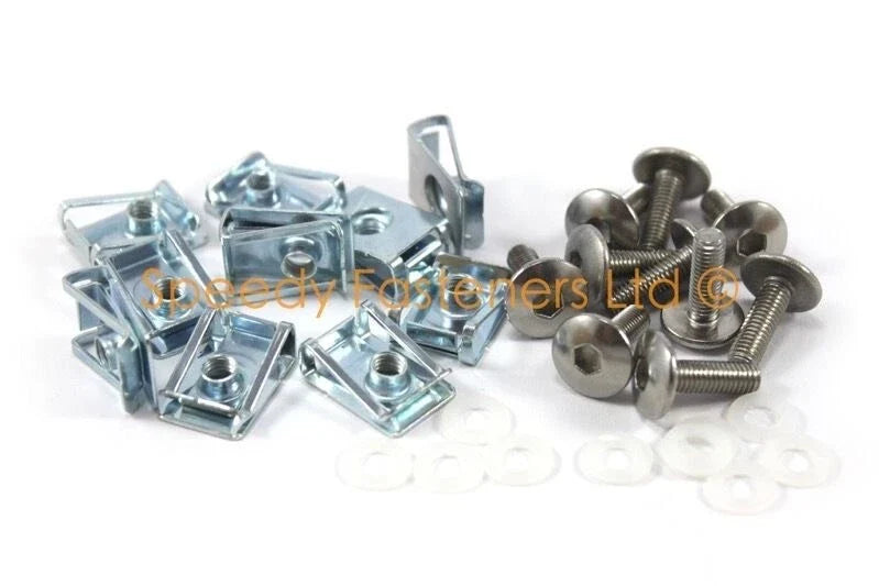 Moto carenado Quilla Acero Inoxidable Tornillos y Clips 10 x m5
