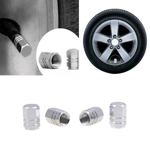 Car, Truck, SUV - Silver 4 x Aluminum Tire Valve Dust Covers