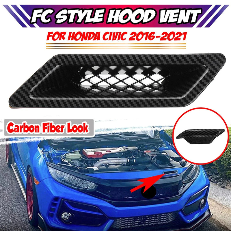 1x Universal Bumper Hood Air Vent Intake Duct FC Style Glossy Carbon Fiber Look