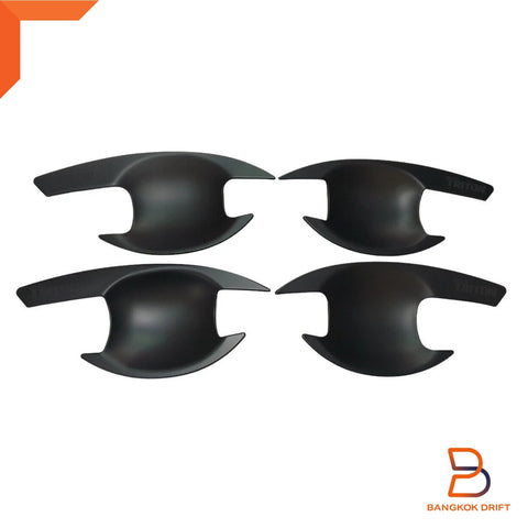 Mitsubishi Triton Ute 4PC Matte Black Door Handle Insert Cup Bowl (15-23)