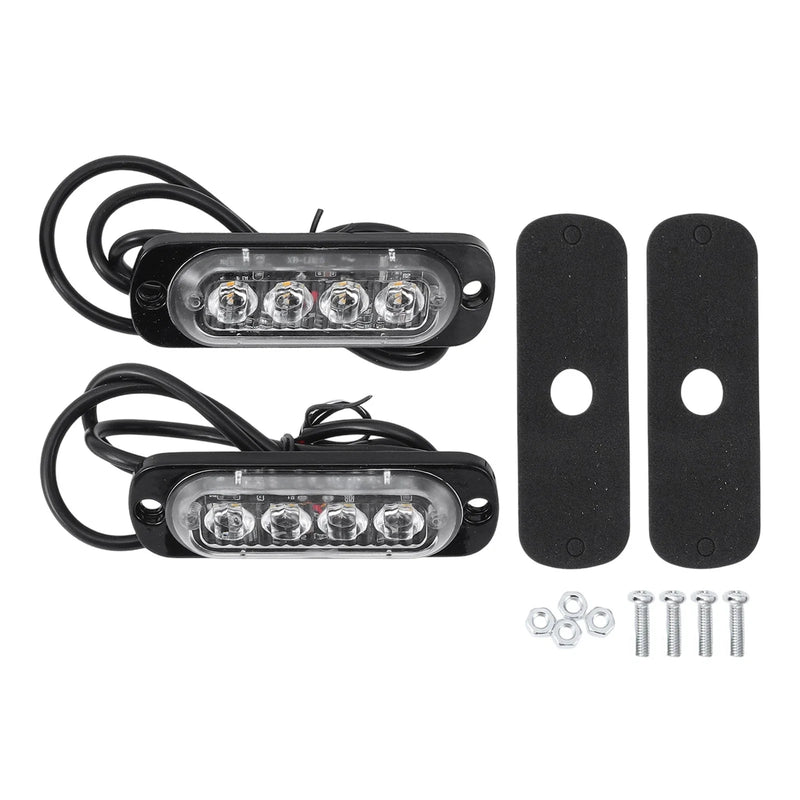 Car Motorcycle 2 x 12V License Plate Light Yellow Rainproof