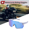 Motorcycle Riding Goggles Blue Lens White Frame Eyeglasses