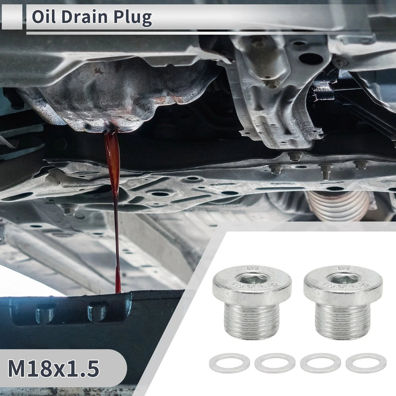 Car Motorcycle M18x1.5 0.71" Height Engine Oil Drain Plug with Gasket