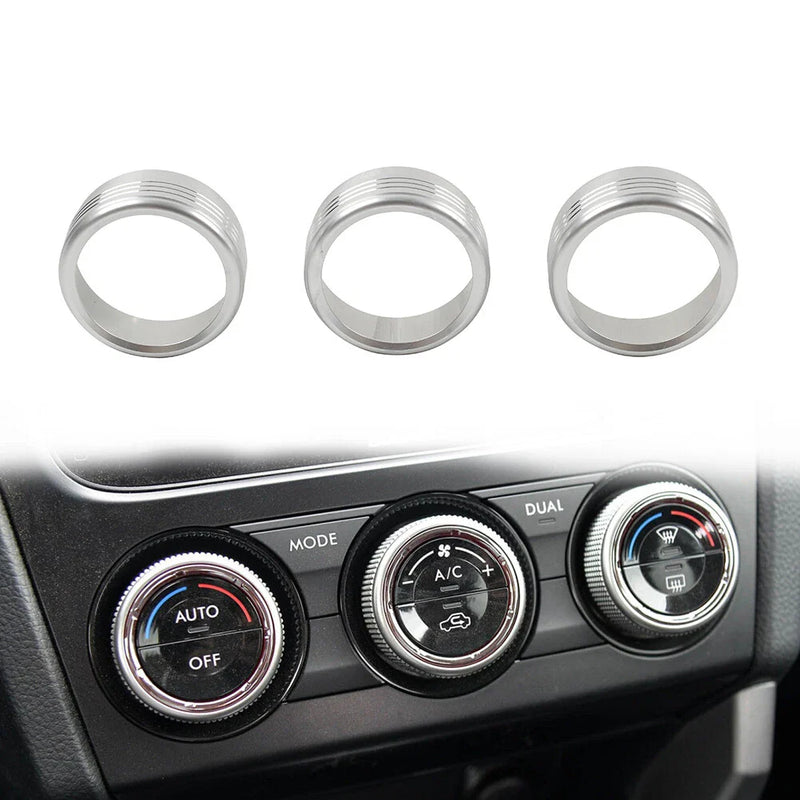 Subaru Forester XV Crosstrek WRX Silver AC Climate Control Knob Ring Covers (2014-2021)