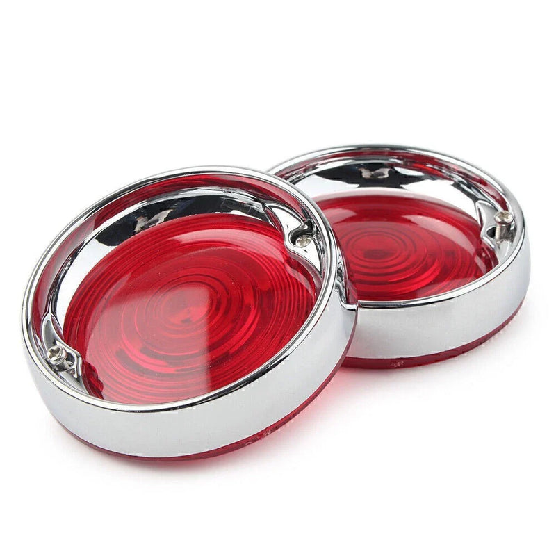Harley Touring Road Glide Turn Signal Bezels  Red Lens Covers Chrome