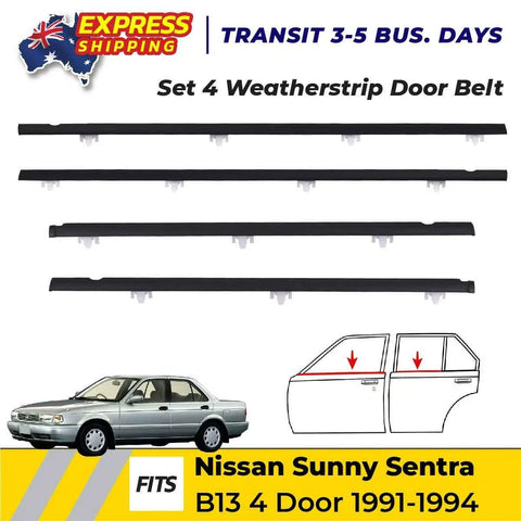 Outer Weatherstrip Door Belt Set 4 Fits Nissan Sunny B13 4D Sedan 1991-94 D06