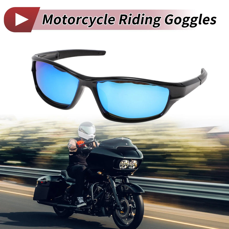Motorcycle Motorcycle Riding Goggles 1 x Blue Lens Black Frame Cycling Sunglasses