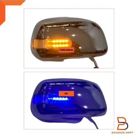 Toyota Hilux Ute MK6 MK7 Vigo Champ Chrome LED Mirror Cover Trim (05-14)
