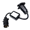 US to EU Trailer Light Converter 7-Way Blade to 7-Pin Round Plug