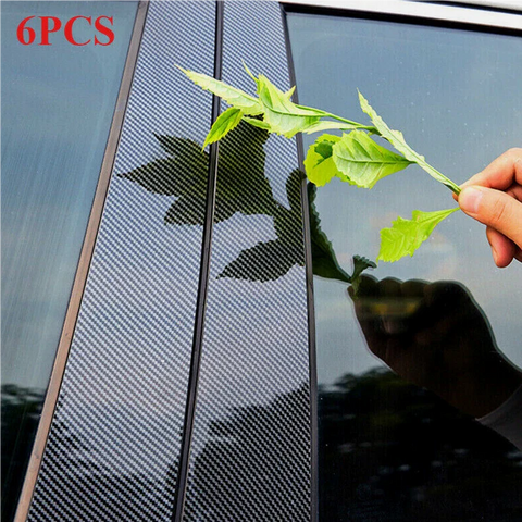 Ford Focus 6pcs PC Carbon Fiber Window Center BC Pillar Cover (2012-2018)
