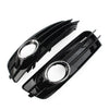 Audi A3 Front Bumper Fog Light Grille Covers with Chrome Ring (09-12)