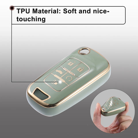 Chevrolet Equinox Camaro Cruze TPU Smart Key Fob Cover Kit Gold Tone Green