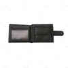 Black Bi-Fold Men's Wallet Cowhide Leather Card Slots Coin Pocket