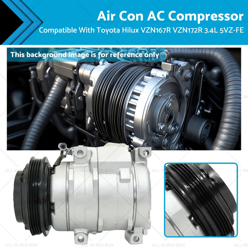 Toyota Hilux VZN167R VZN172R 3.4L 5VZ-FE AC Compressor (2002)