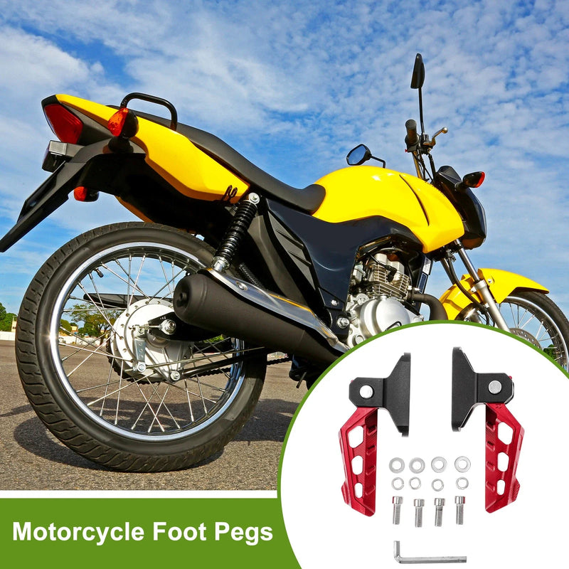 Motorcycle FootPegs 6.3" Red Foot Pedal 1 Set w/Screws & Washers