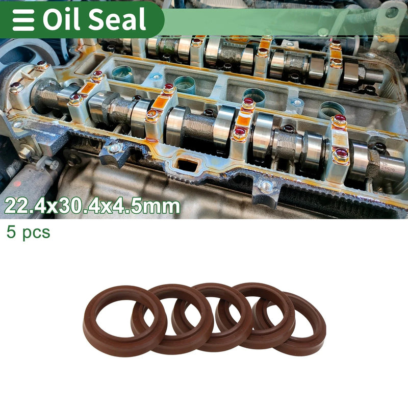 Oil Seal 22.4x30.4x4.5mm Brown 5 Pcs