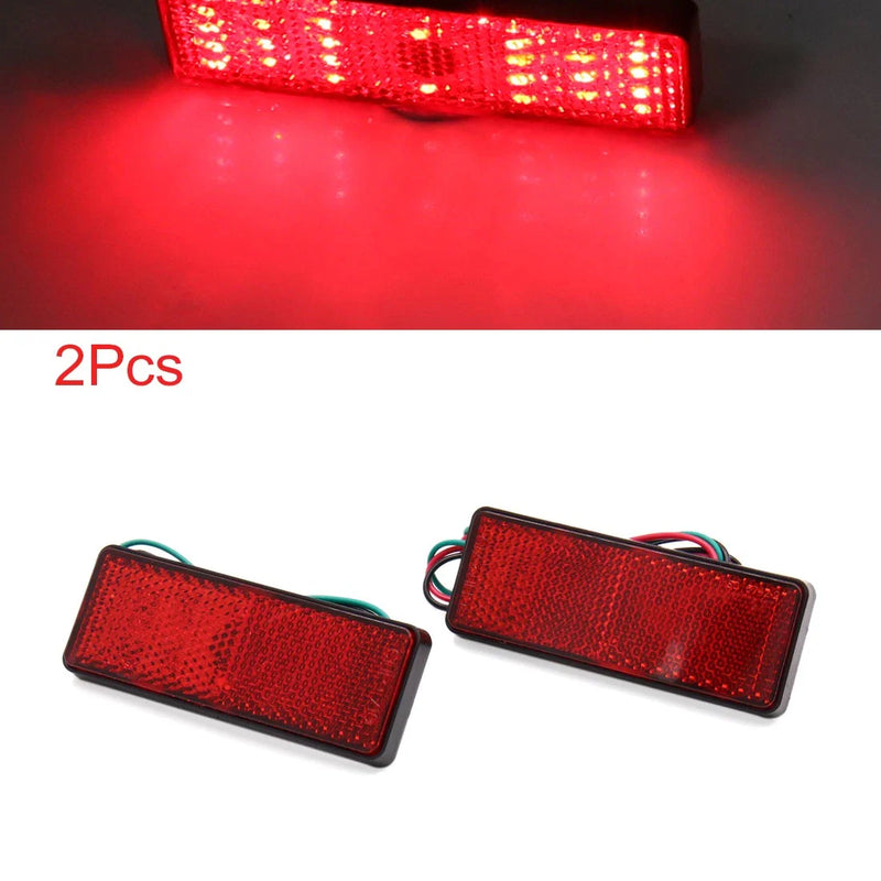 Motorcycle 2 x Red LED Rect. Motorcycle Tail Brake Turn Signal Light Lamp