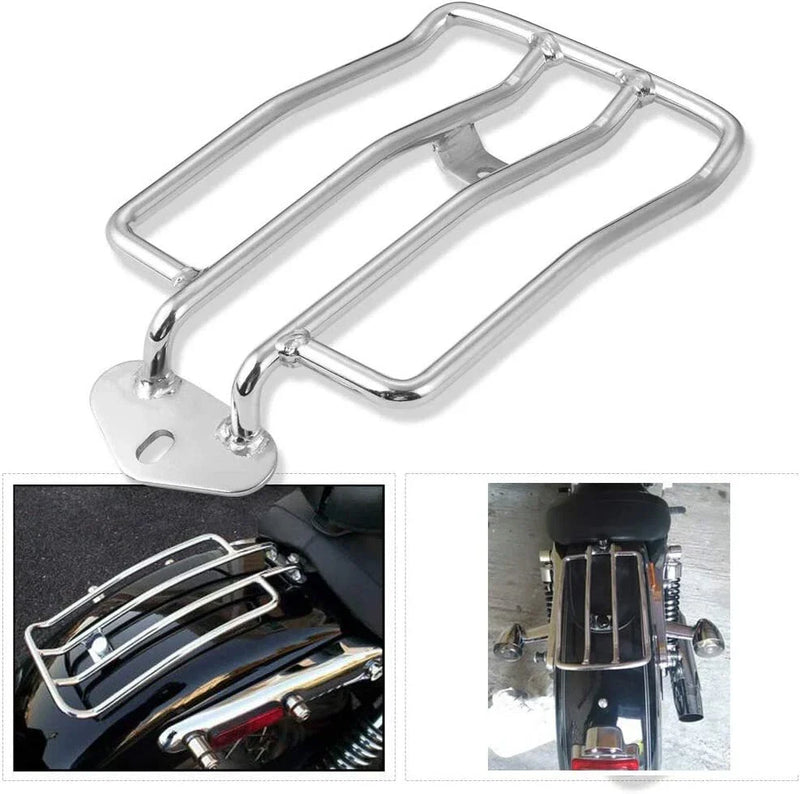 Harley Sportster XL 883 1200 Chrome Solo Seat Rear Fender Luggage Rack