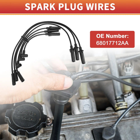 Jeep Wrangler 6 Pcs Spark Plug Wire Ignition Coil Cable (2018-2023)