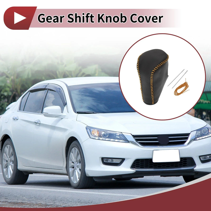 Honda Accord 2008-2012 Black Orange Leather Gear Shift Knob Cover