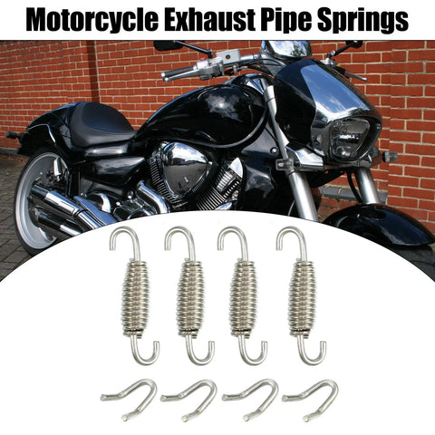 Motorcycle Exhaust Pipe Spring / 4 x 55mm 2.17in / U-Shape Hook Silver