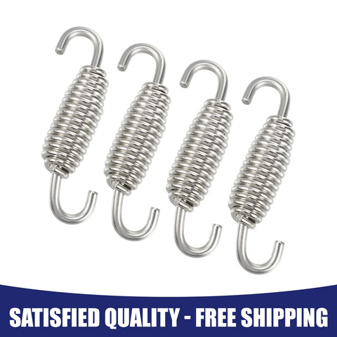Universal 4 x Motorcycle Muffler Exhaust Pipe Spring 2.17" Silver Tone