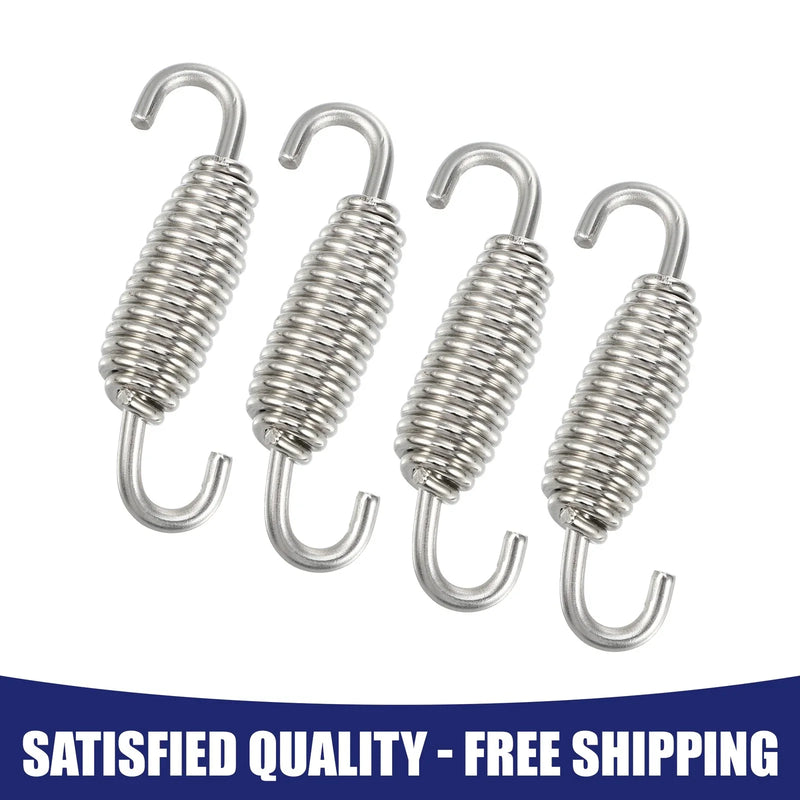 Universal 4 x Motorcycle Muffler Exhaust Pipe Spring 2.17" Silver Tone