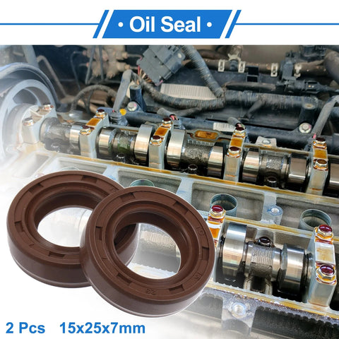 Make Model Oil Seal 2 x 15x25x7mm Rotary Shaft Seal FKM Brown