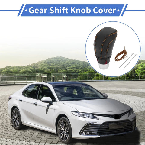Toyota Camry Black Brown Faux Leather Gear Shift Knob Cover