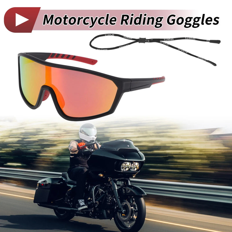 Riding Goggles Red Lens Black Frame Tri-Acetyl Cellulos PC UV400