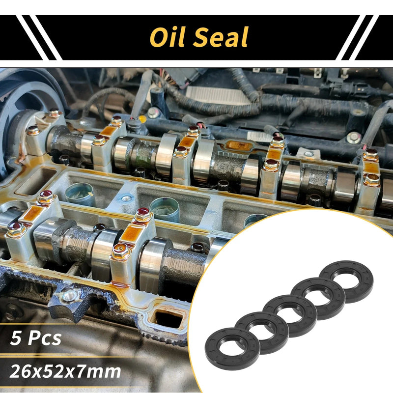Make Model Oil Seal 26x52x7mm 5 Pcs NBR Rubber Seal Ring Rotary Shaft
