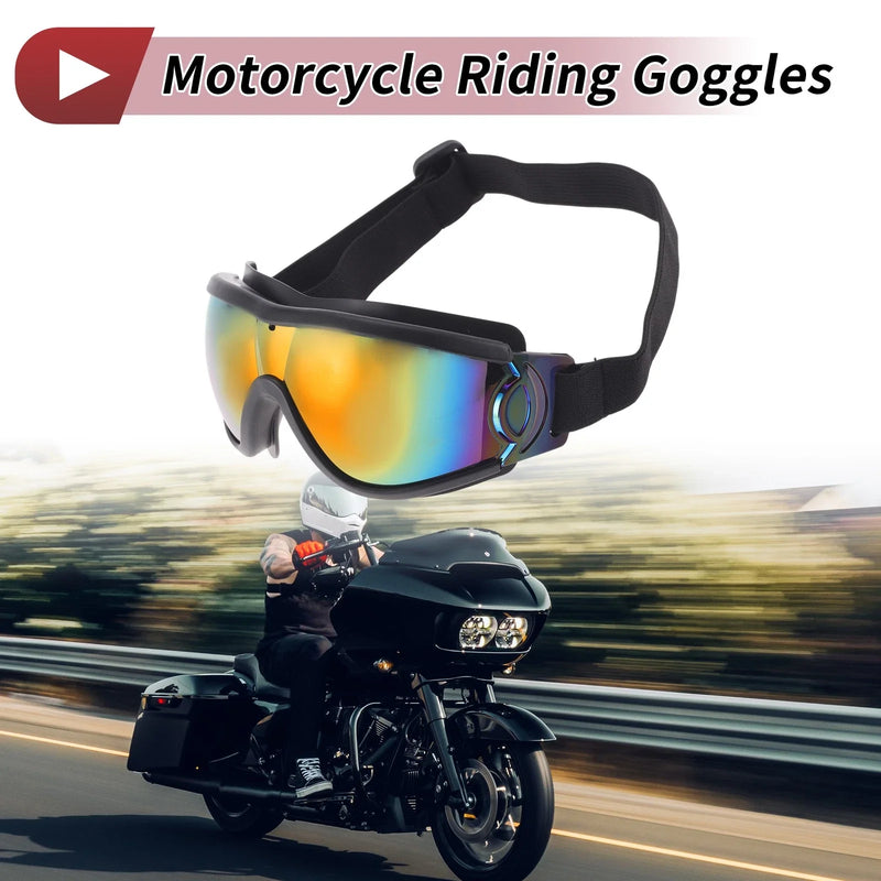 Motorcycle Red Lens Black Frame PC PU Sunglasses Riding Goggles