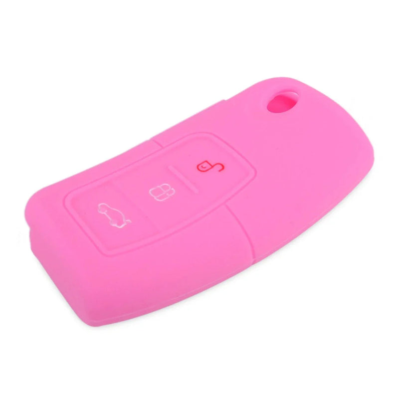 Ford Mondeo Kuga Silicone Key Cover 2 x Button Pink Protective Case