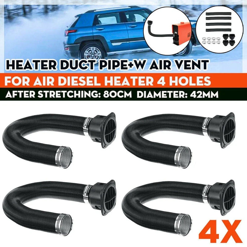 Diesel Heater 4-Hole Car 4pc 42mm Heater Duct Pipe Tube Air Vent Outlet
