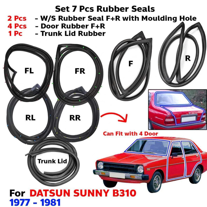 Weatherstrip Rubber Seal Complete Set 7 Fits Datsun Sunny B310 4D 1977-81 D05