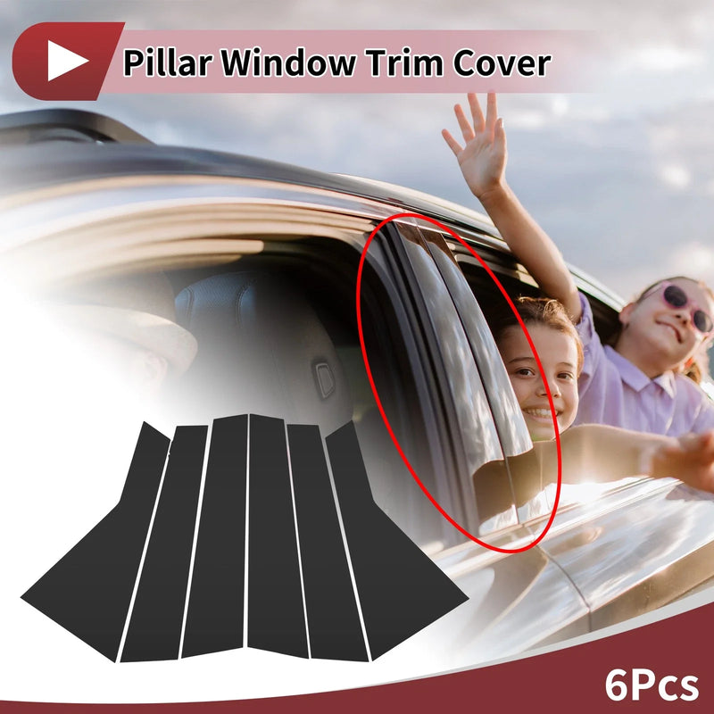 KIA Sorento (2021-2023) Black 6 Pcs Door Pillar Window Trim