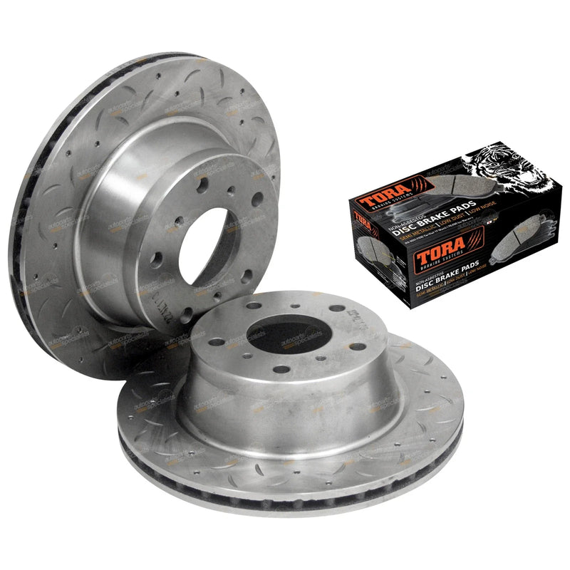 Commodore VR VS 2 x Front Dimpled+Slotted Disc Rotors+Brake Pads (1993–1997)