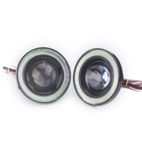 Car Truck 2 x 2.5" LED Fog Lights Ice Blue COB Angel Eyes Halo (2010-2023)