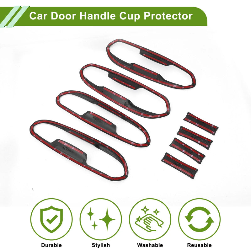 Ford Edge Carbon Fiber Black ABS 8 x Pieces Car Door Handle Cup Protectors