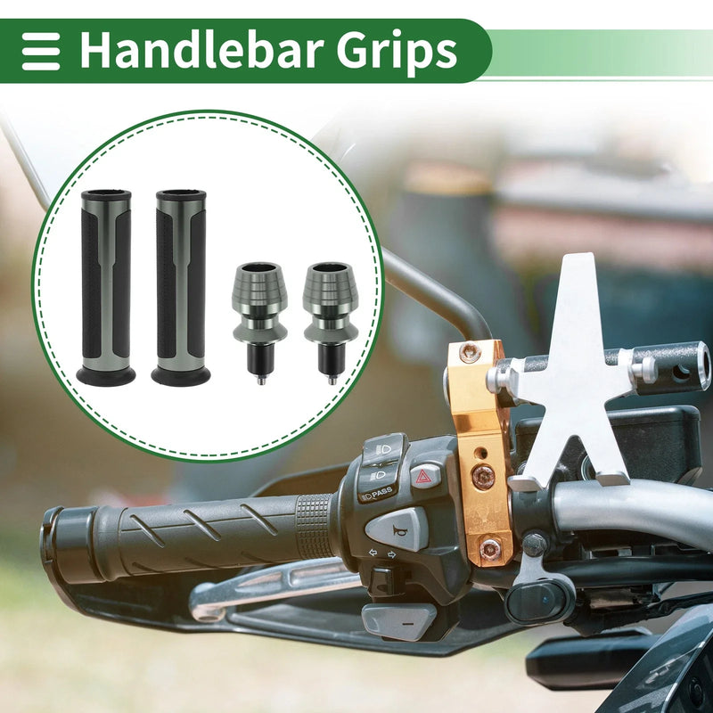 Motorcycle 7/8" 22mm Hand Grips Rubber Titanium Tone