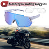Motorcycle Riding Goggles Blue Lens White Frame Eyeglasses