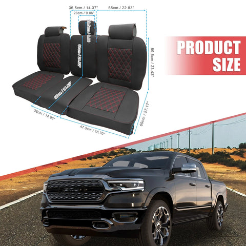 Dodge Ram Black Red 3 x Pieces Car Rear Seat Covers Protectors